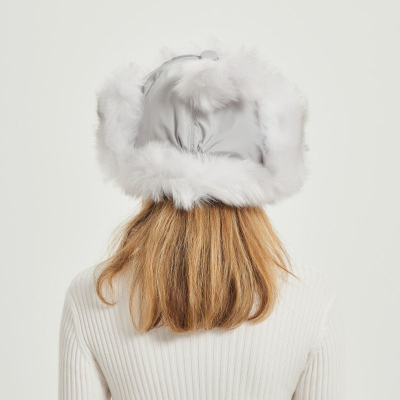 Skanto | Kvinners Chunky Faux Fur Vinterhue med Dyreører