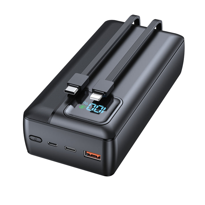 Powerbank med integrerte ladekabler og digital skjerm Skanto