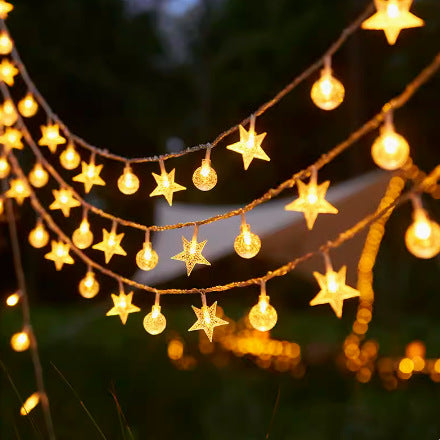 Decorative Outdoor LED Star and Globe String Lights Weather-Resistant Versatile Hanging Garland Skanto