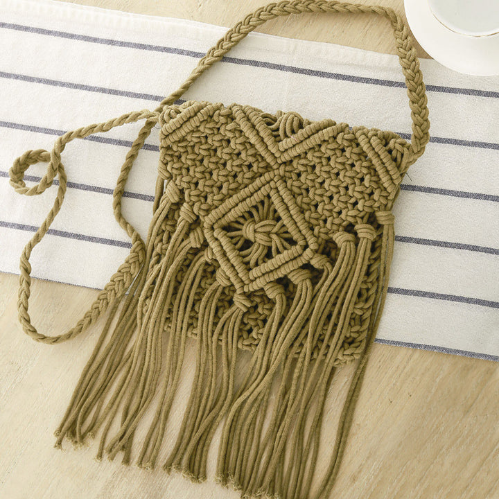 Macrame crossover bag with elegant fringe detail Skanto