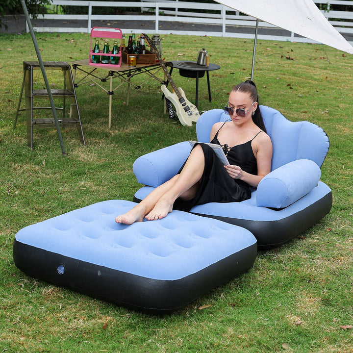 Kvinne oppblåsbar komfortsofa med ergonomisk ryggstøtte Skanto