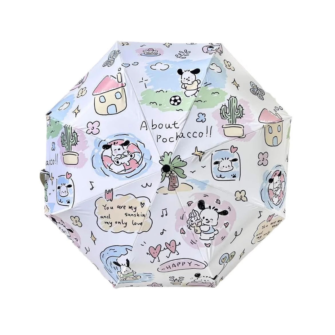 Dame Faltregnparaply med leken Pochacco-design Skanto