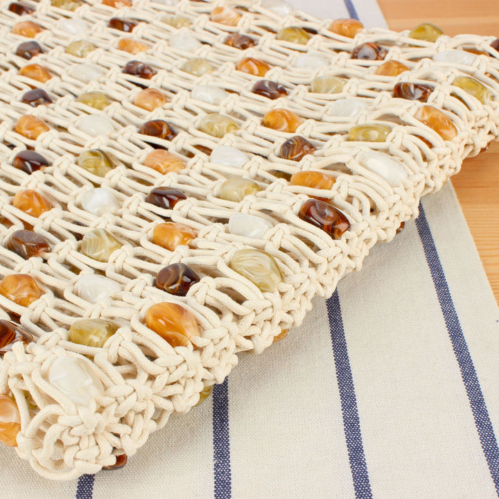 Hand-knotted basket bag with colorful beads Skanto