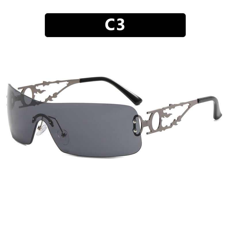 Dame futuristisk Shield-solbrille med unik ramme Skanto