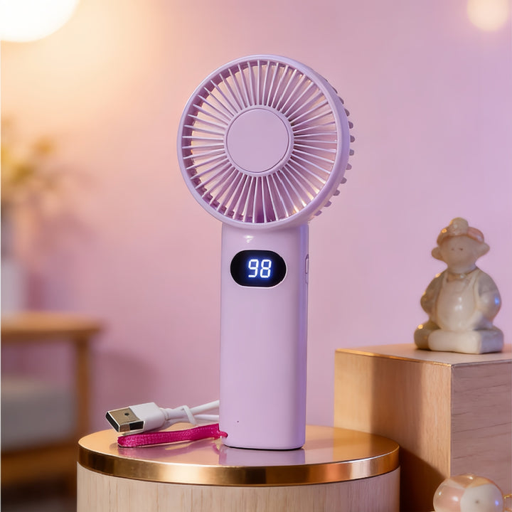 Damehåndvifte med digitalt temperaturdisplay Skanto