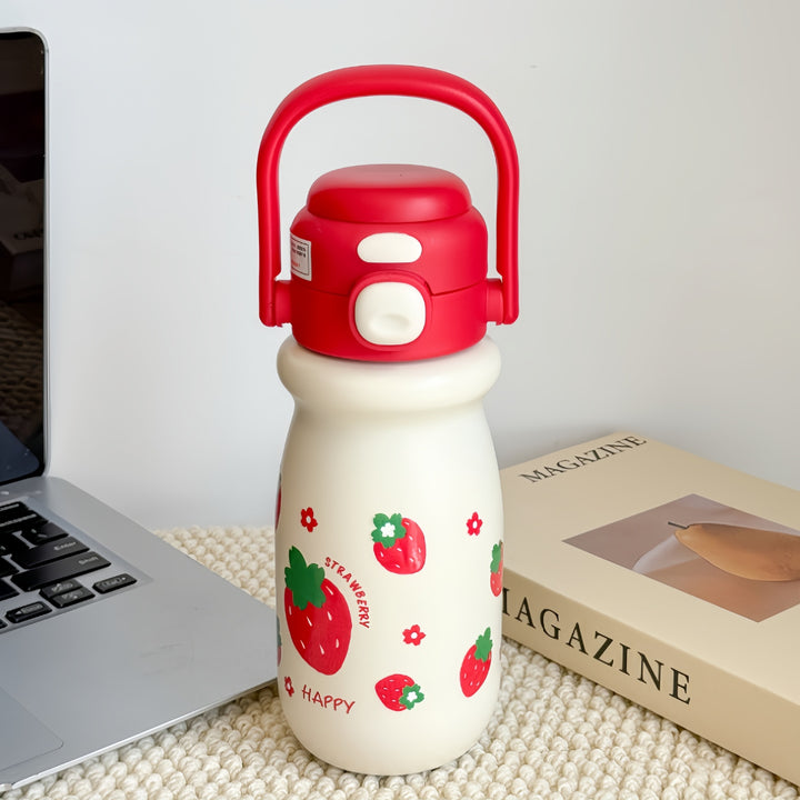 Isolert drikkeflaske med lyst jordbær-design Skanto
