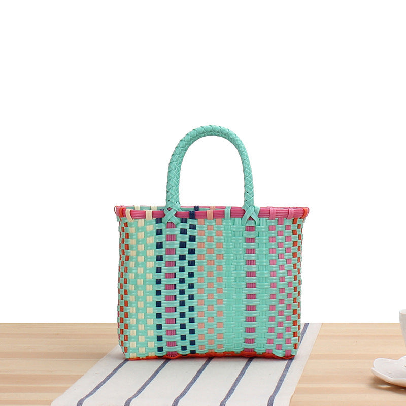 Braided tote bag with colorful design and sturdy handles Skanto