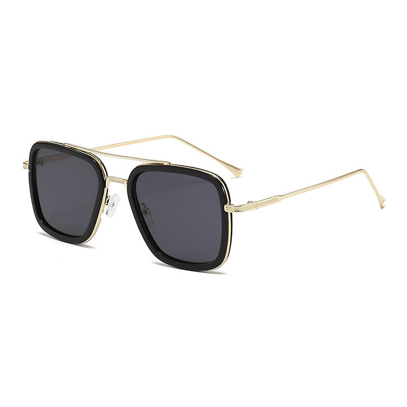 Dame moteristisk kvadratisk solbrille med glamorøs metallramme Skanto
