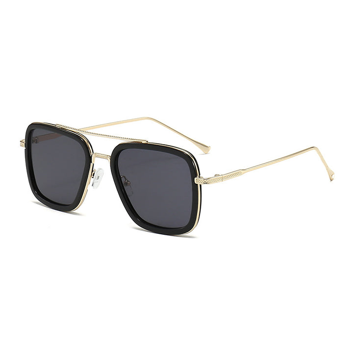 Dame moteristisk kvadratisk solbrille med glamorøs metallramme Skanto