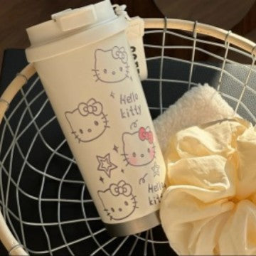 Dame isolerende drikkeflaske med praktisk klappdeksel og sjarmerende Hello Kitty-design Skanto