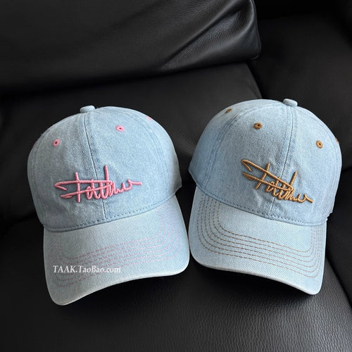Kvinners slitt denim brodert baseballcaps Skanto