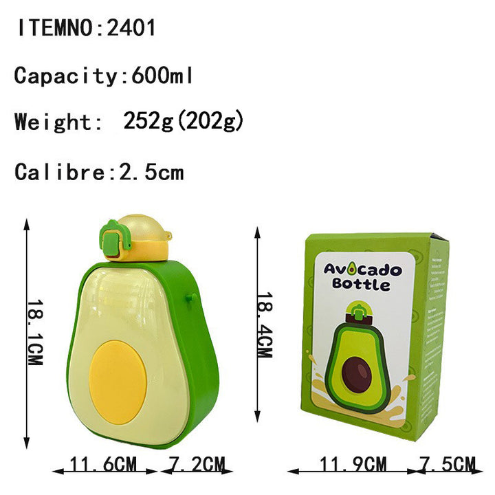 Damen Avocado Drikkeflaske med lekkasjesikker lukking og integrert bæresnor Skanto
