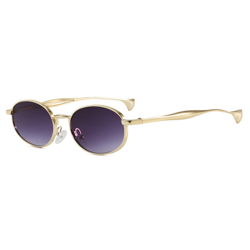 Dame robust rund solbrille med speilglass Skanto