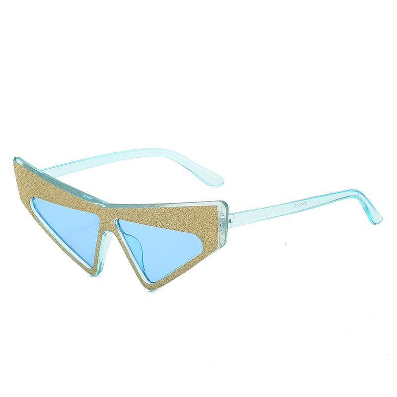 Dame futuristisk solbrille med glitrende ramme Skanto