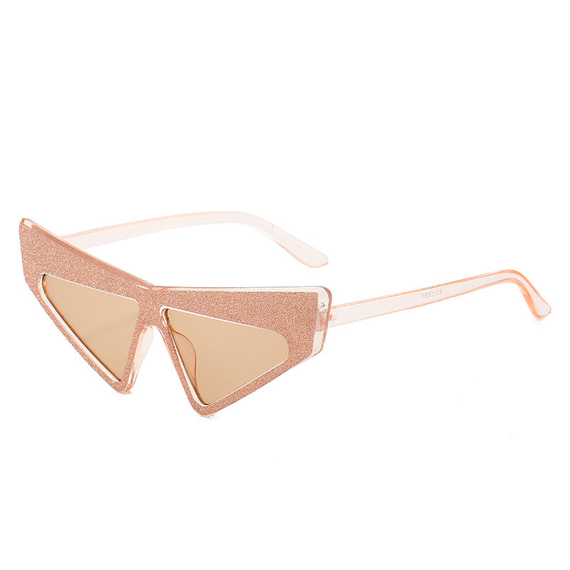 Dame futuristisk solbrille med glitrende ramme Skanto