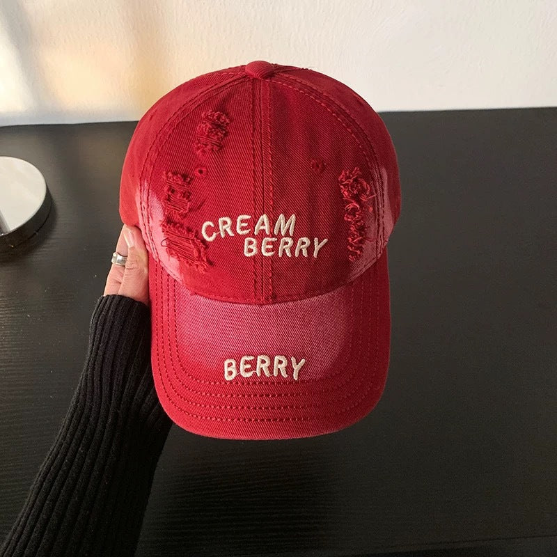 Kvinnens slitt denim baseballcaps Skanto