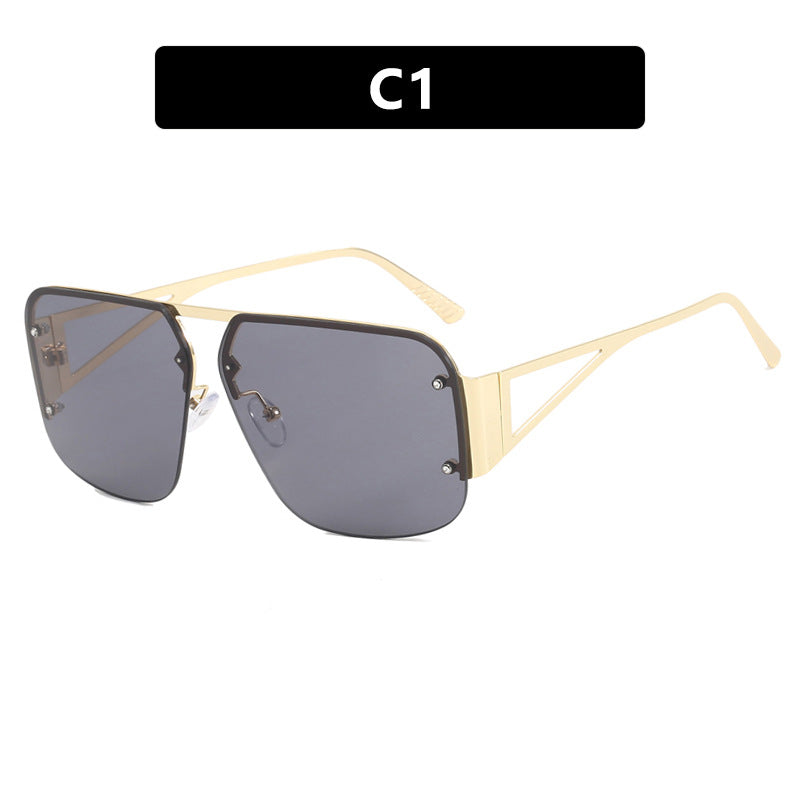 Dame oversized geometrisk solbrille med glatte linjer og beskyttende UV-filter Skanto
