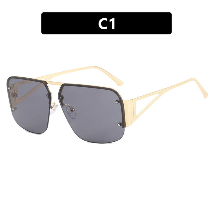 Dame oversized geometrisk solbrille med glatte linjer og beskyttende UV-filter Skanto