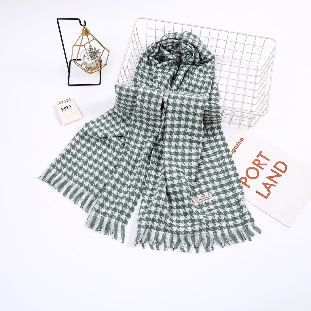 Dame elegant skjerf med houndstooth mønster Skanto