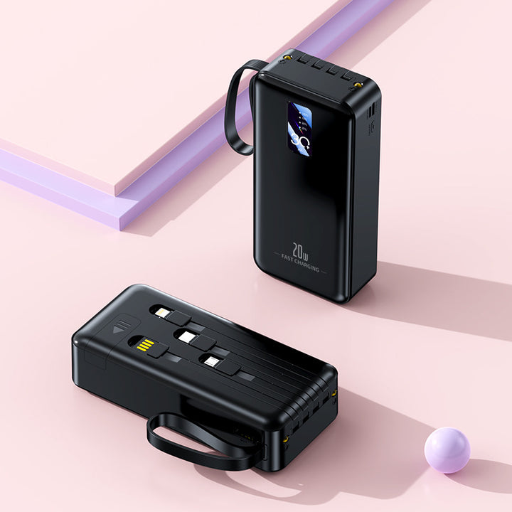 bærbar hurtiglade-powerbank med indbyggede ladekabler Skanto