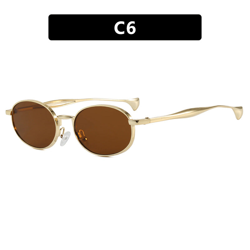 Dame robust rund solbrille med speilglass Skanto