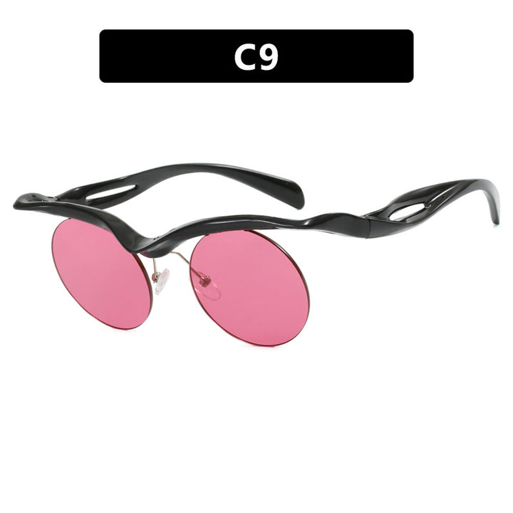 Damer futuristisk solbrille med buet ramme og polariserte linser Skanto