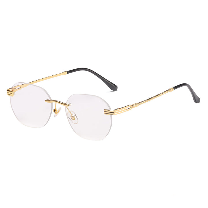 Dame moteriktig geometrisk solbrille med dekorativ metallegering Skanto