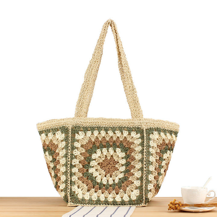 Macrame Tote Bag with Geometric Pattern Skanto