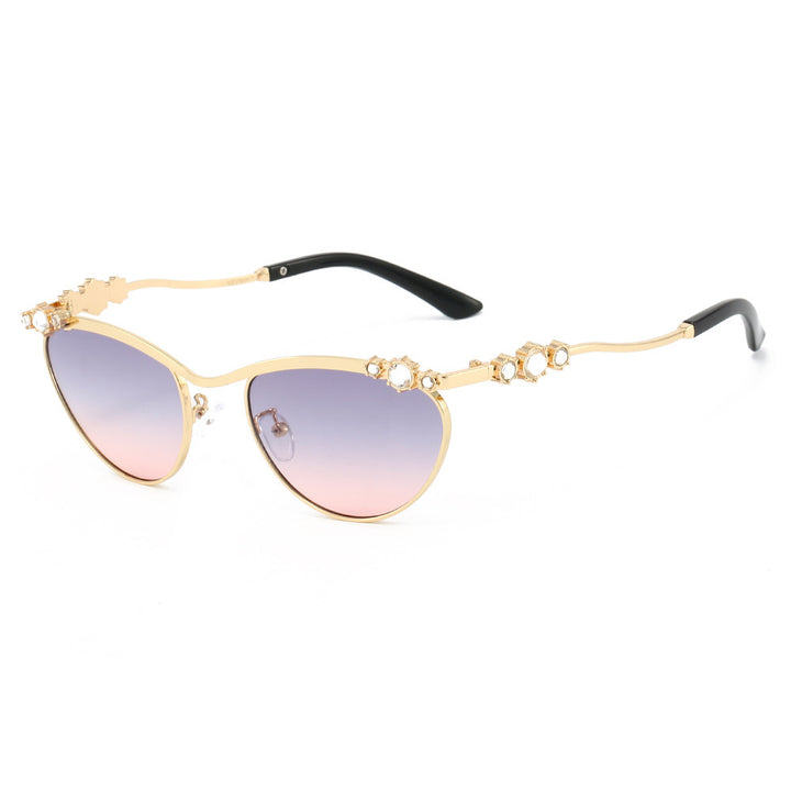 Dame Cat-Eye Solbriller med glitrende steindekor Skanto
