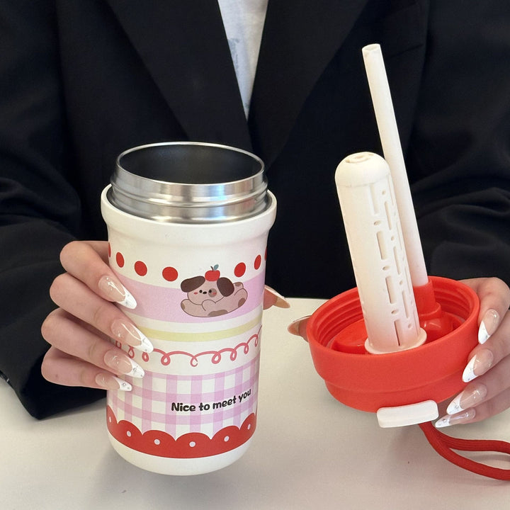Damen Isoliertrinkbecher mit fröhlichem Kaninchenmotiv Skanto