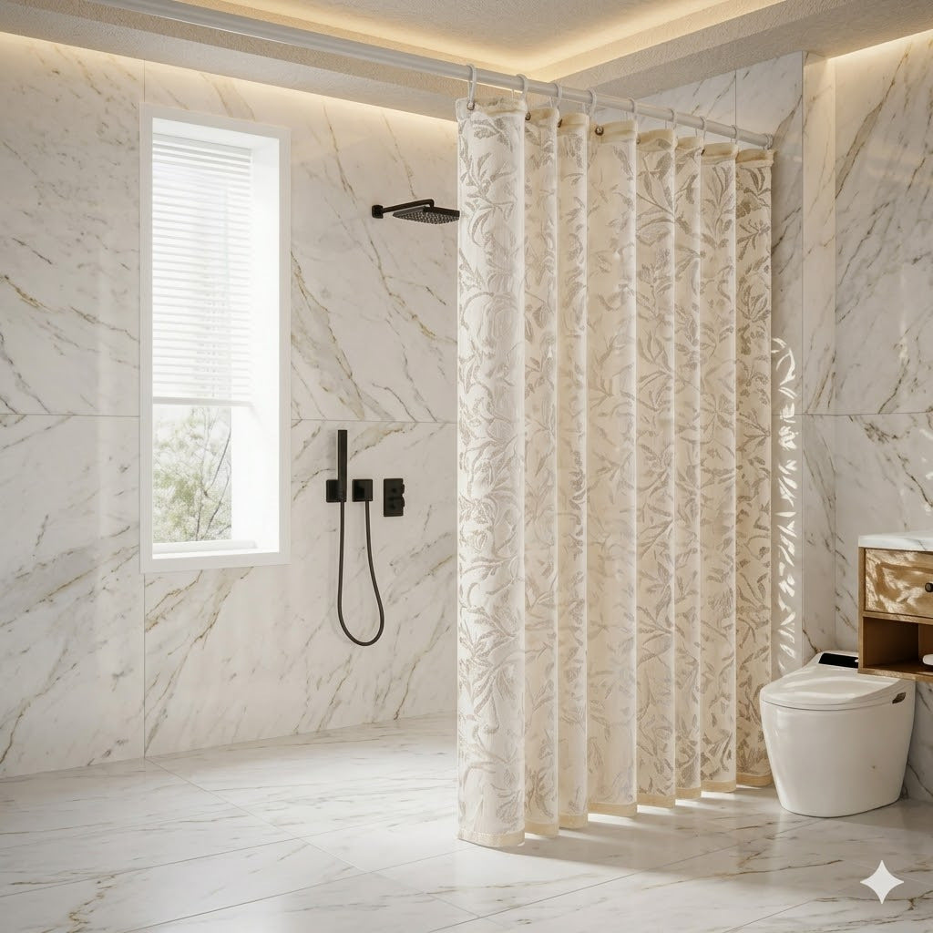 Kvinne Elegant Teksturert Botanisk Dusjforheng Skanto