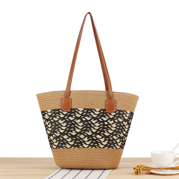 Elegant Straw Bag with Attractive Leather Handles Skanto