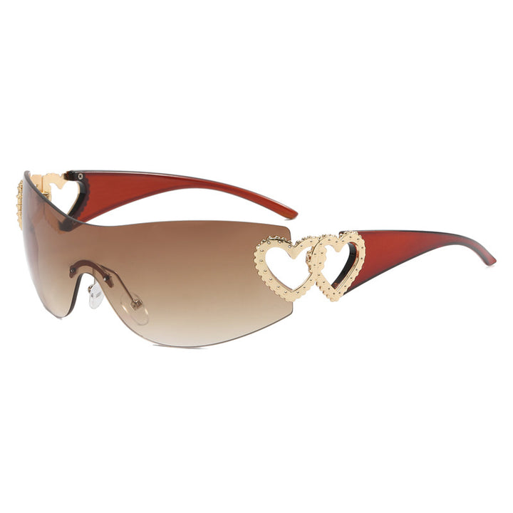 Dame Fashion-solbrille med hjerte-applikasjoner Skanto