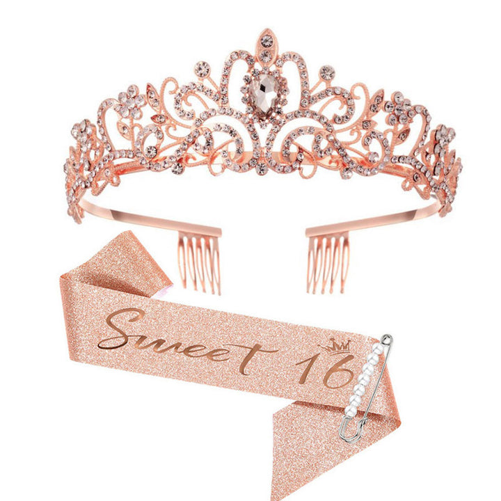 Dame Glamourøs Tiara med strassdekorert design Skanto
