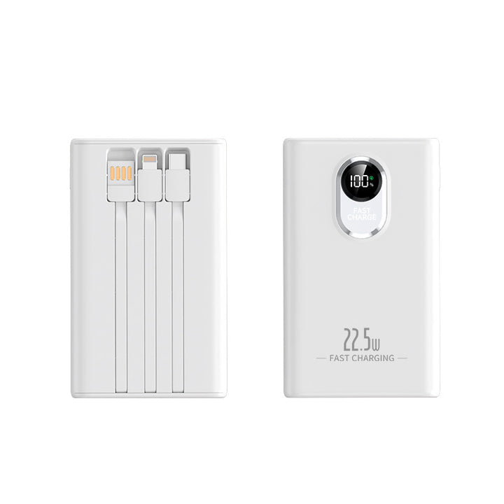 Bærbar powerbank med integrert multi-ladekabel og digital visning Skanto