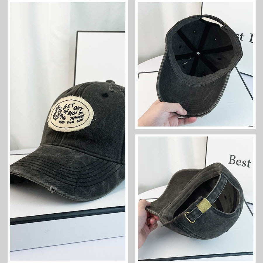 Kvinne Casual Distressed Bomull Baseball Caps Skanto