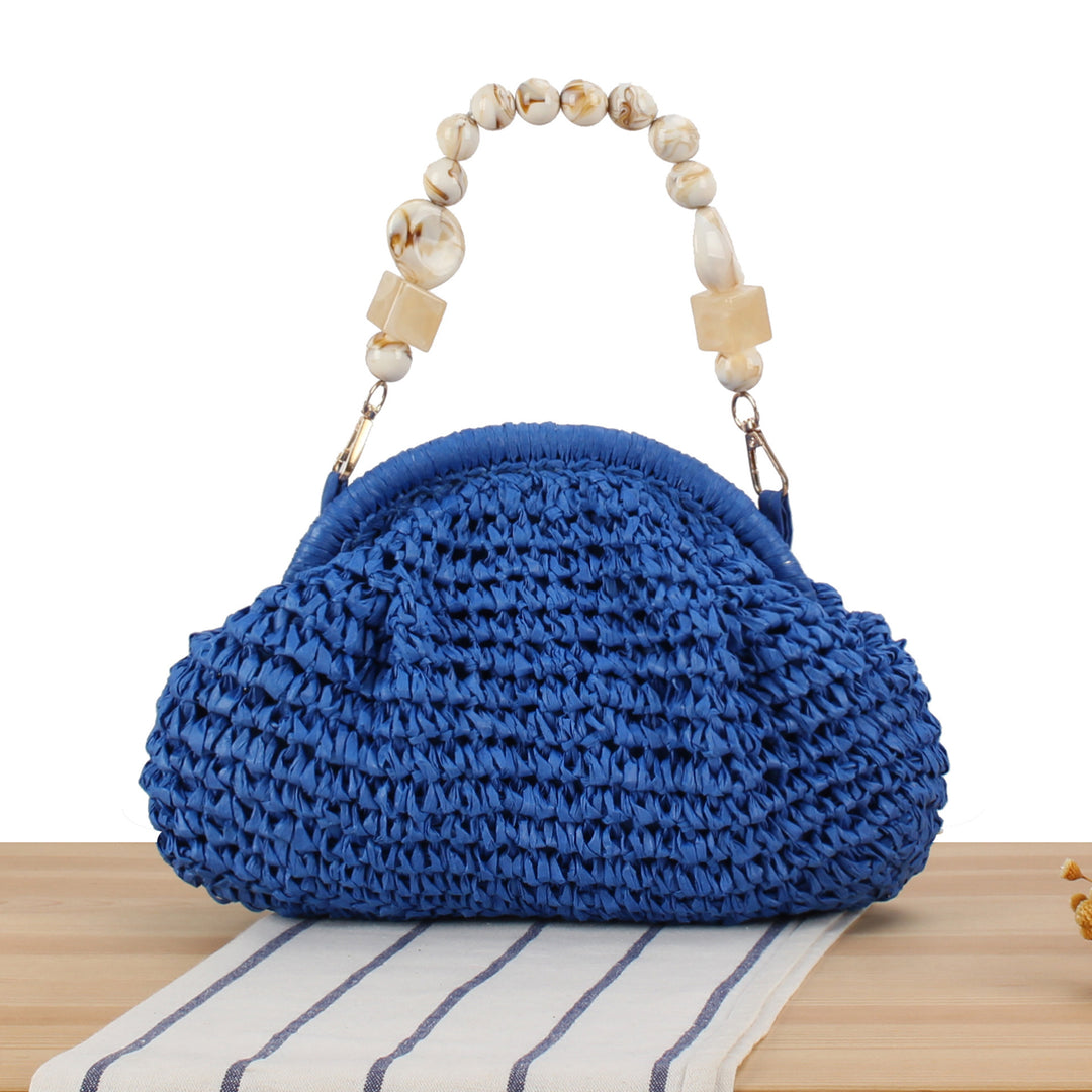 Stylish handbag with colorful beaded handle Skanto