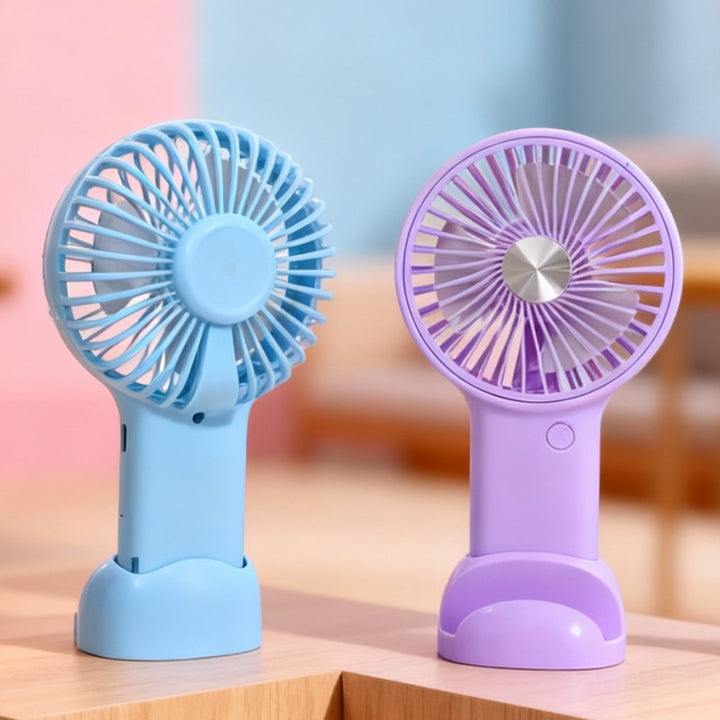 Kvinnelig bærbar håndholdt vifte med variabel hastighetskontroll og ergonomisk design Skanto