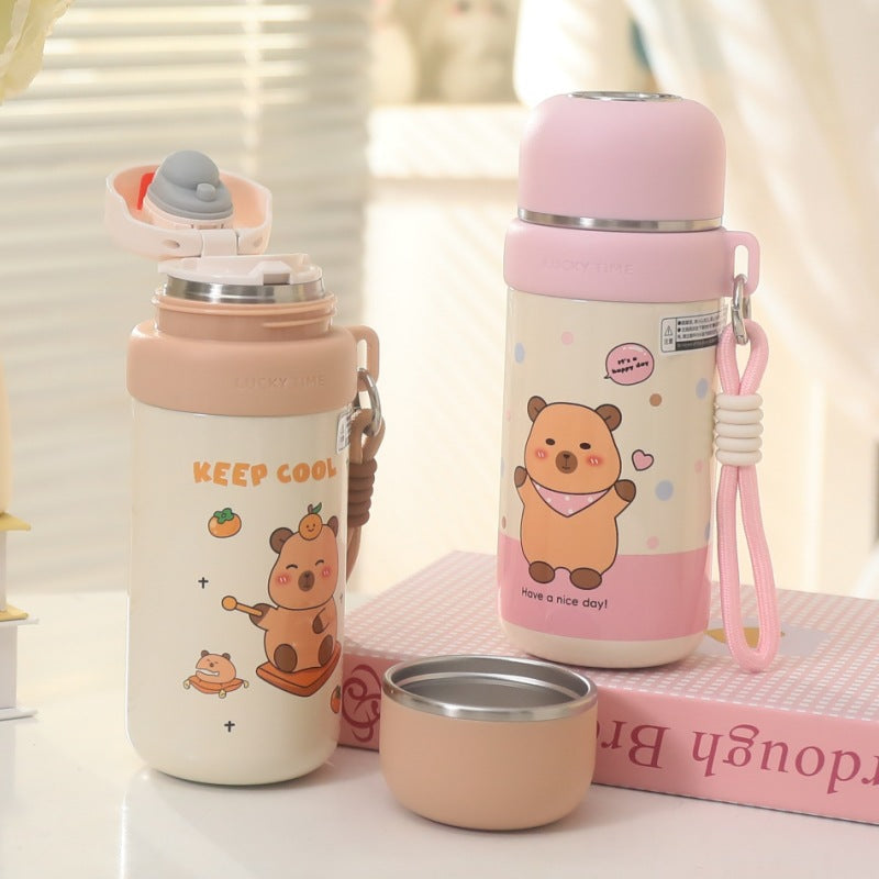 Insulated stainless steel water bottle with animal-friendly design Skanto