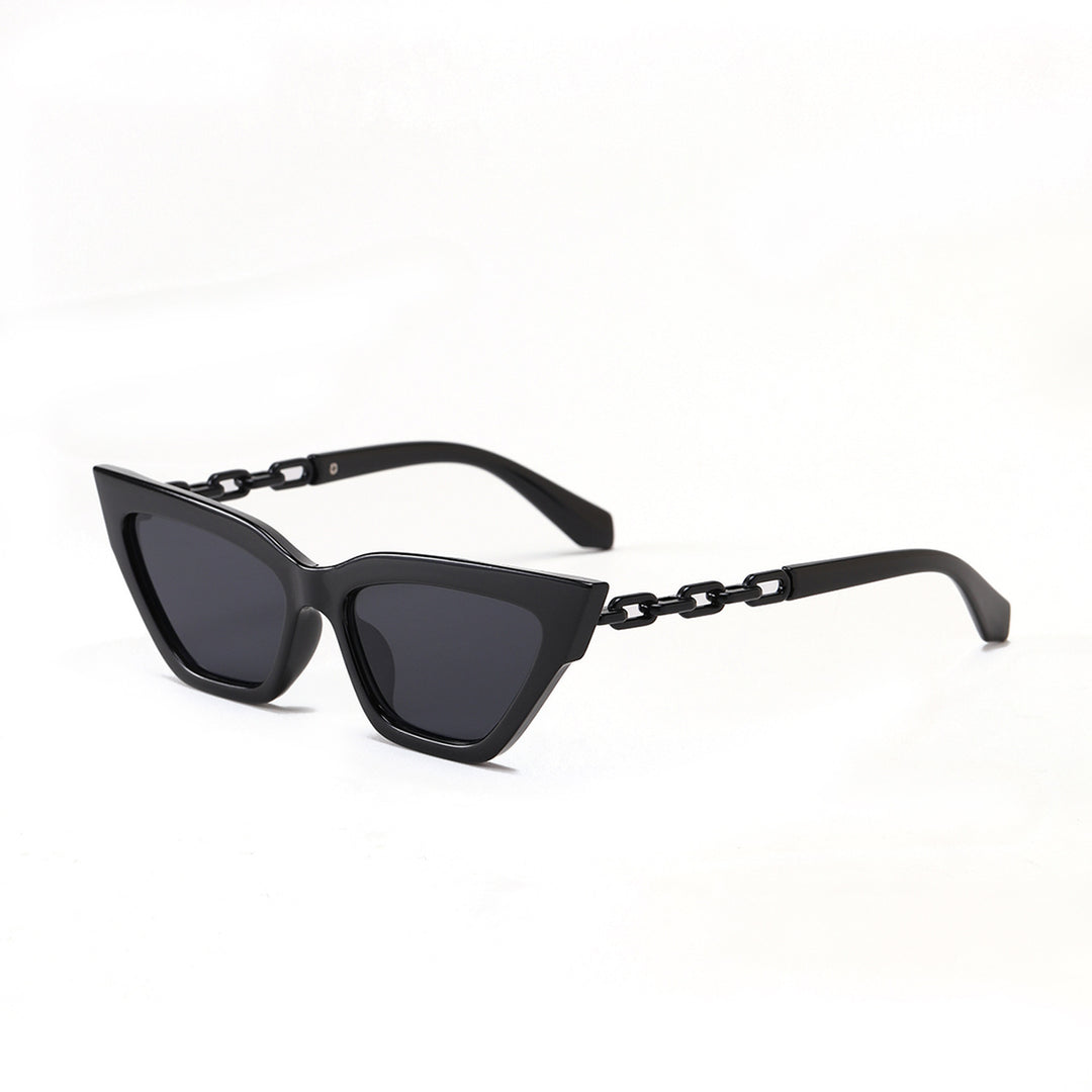Dame Cat-Eye solbrille med luksuriøs kjettingramme Skanto