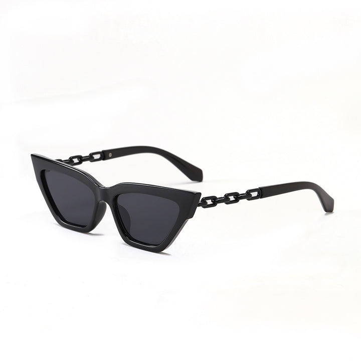 Dame Cat-Eye solbrille med luksuriøs kjettingramme Skanto