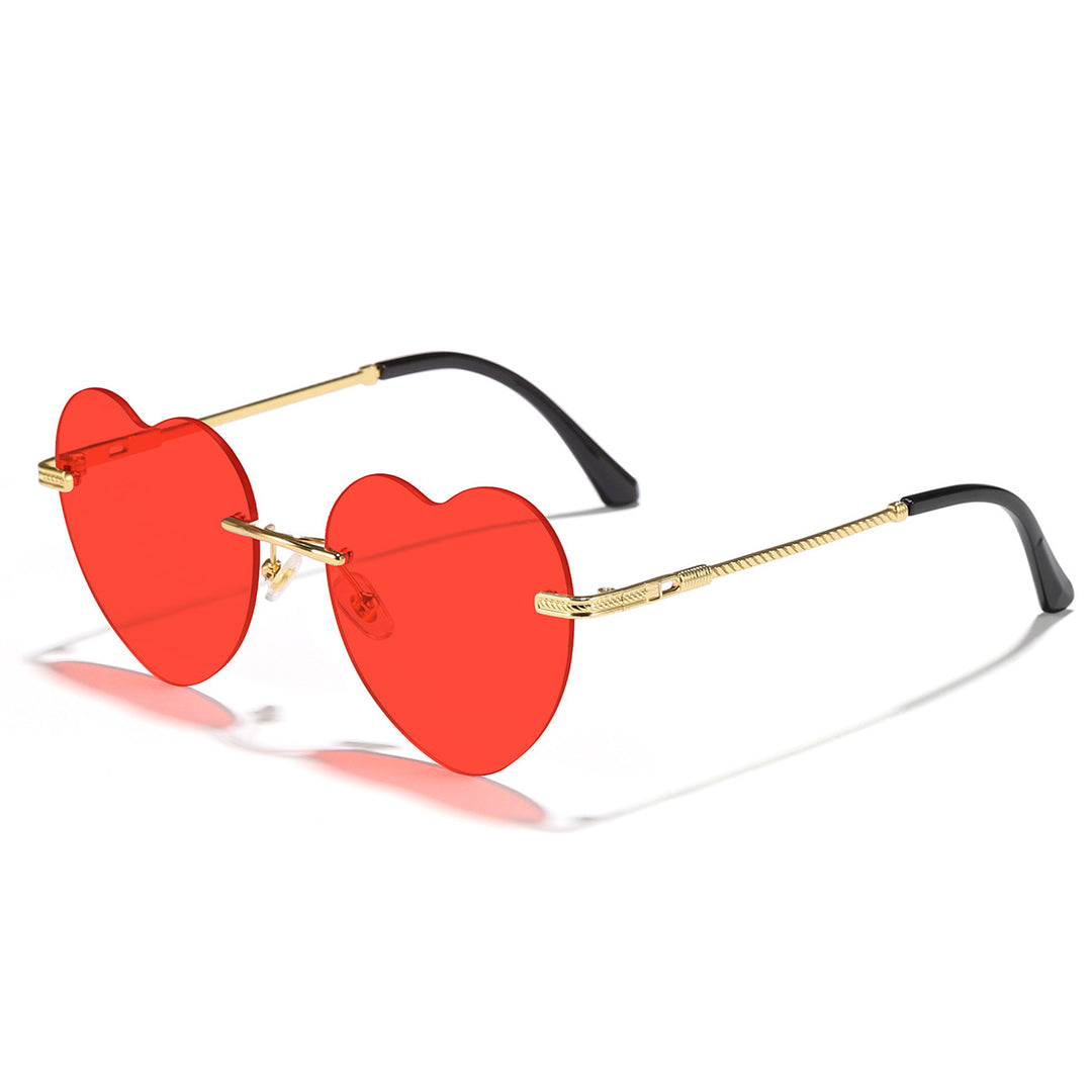 Dame hjerteformet solbrille med speilglass og gullramme Skanto