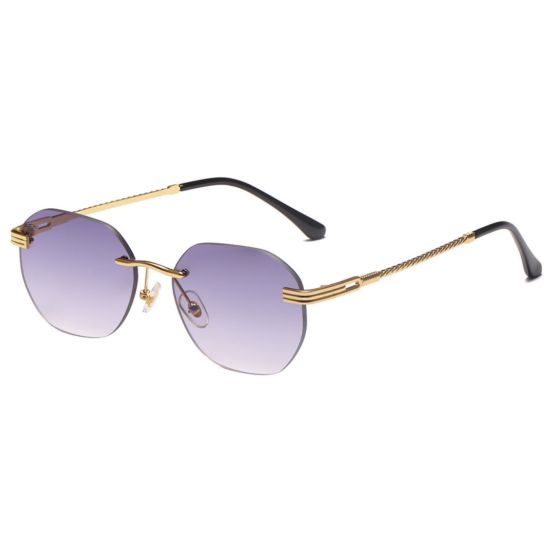 Dame moteriktig geometrisk solbrille med dekorativ metallegering Skanto