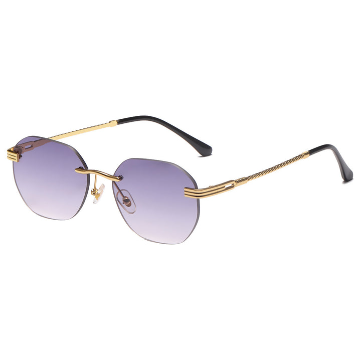 Dame moteriktig geometrisk solbrille med dekorativ metallegering Skanto
