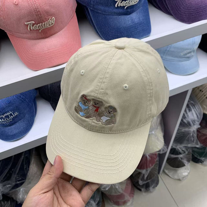 Kvinne Casual Brodert Teddy Bear Baseball Cap Skanto