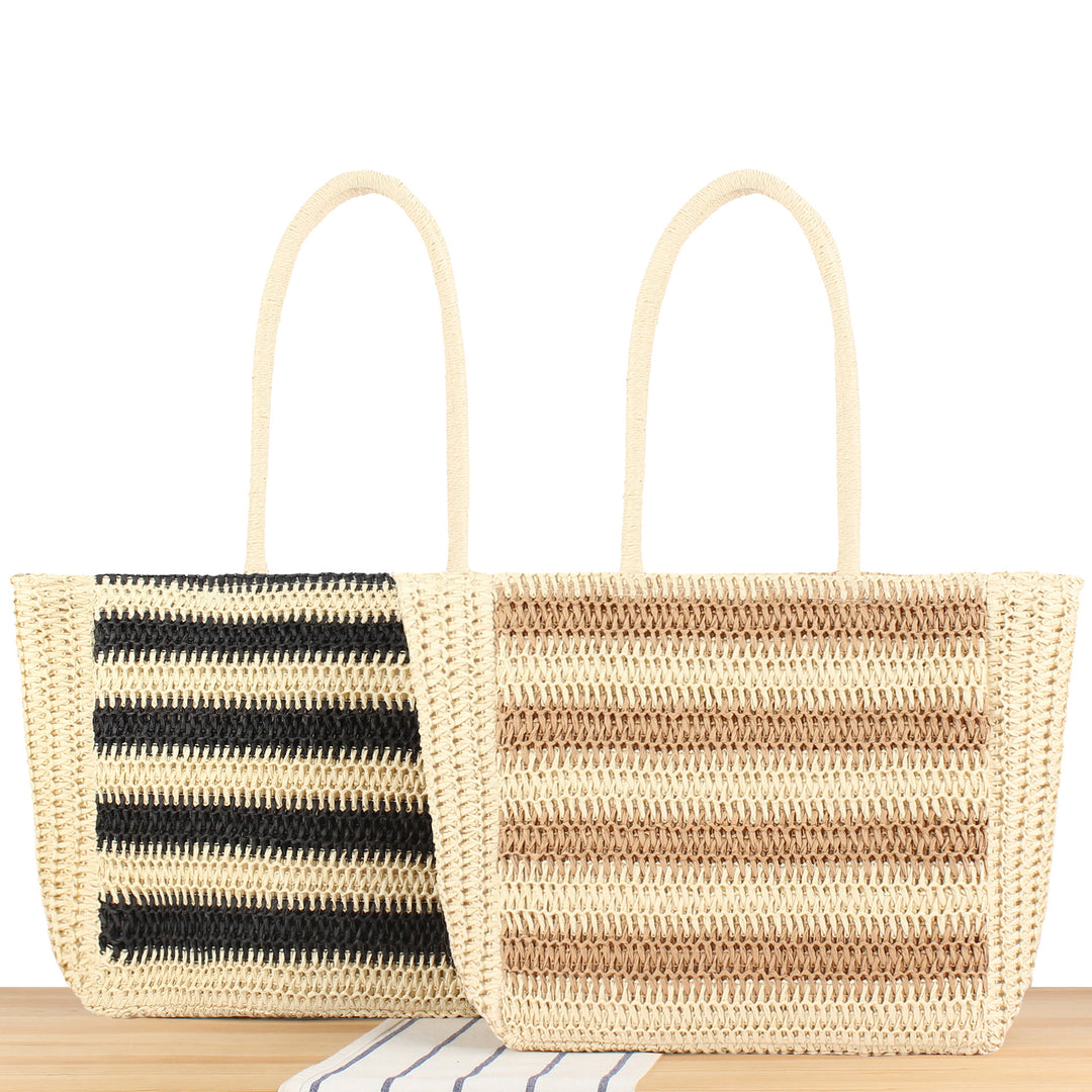 Spacious beach shoulder bag made of hand-woven material Skanto
