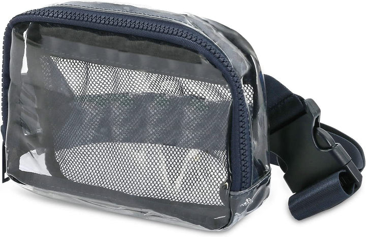Transparent skulderveske med nett-sidelommer Skanto