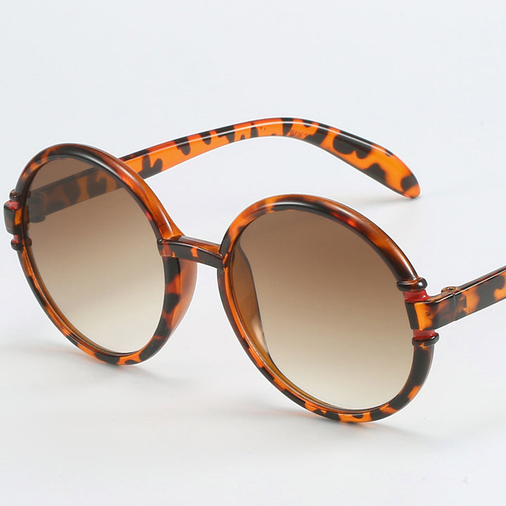 Dame rund solbrille i trendy leopardmønster med UV-beskyttelse Skanto