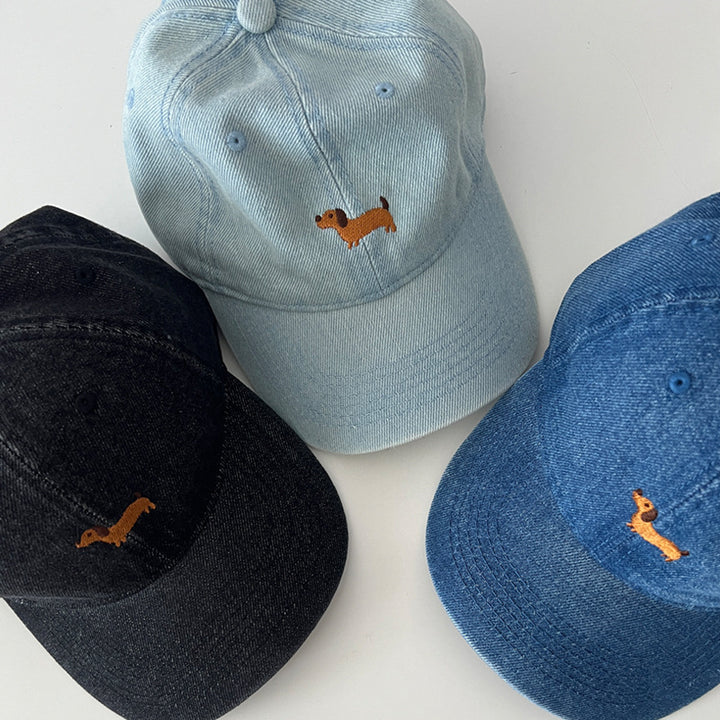 Kvinnens avslappede broderte hundetema baseball caps Skanto