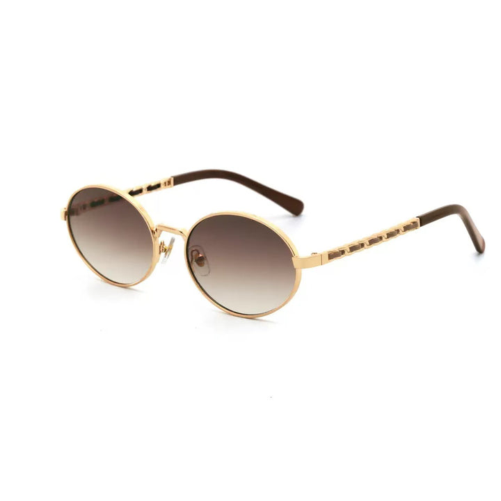 Dame elegant rund solbrille med luksuriøs ramme og komfortable stenger Skanto